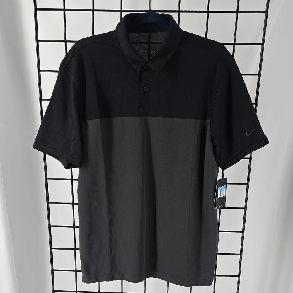 Nike Golf Men's Two-Tone Black Polo Shirt Size M Dri-Fit NEW